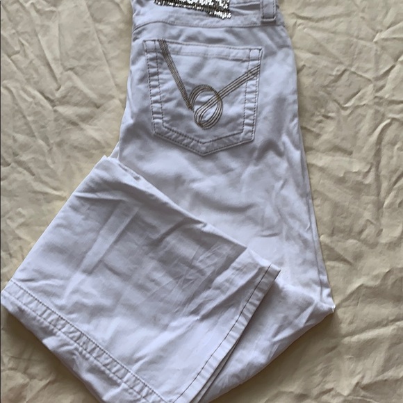 BEBE WHITE  CORDUROY   STRECH FLARE PANTS - Picture 4 of 6